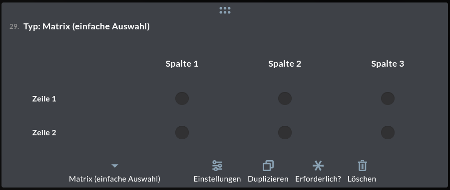 Matrix einfache Auswahl