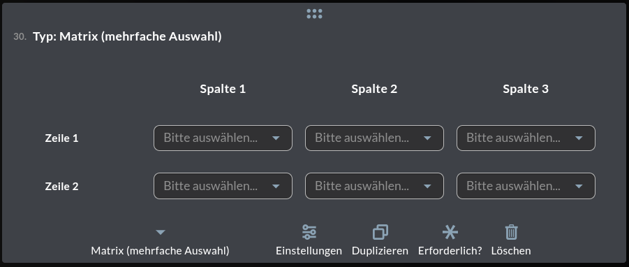 Matrix mehrfache Auswahl
