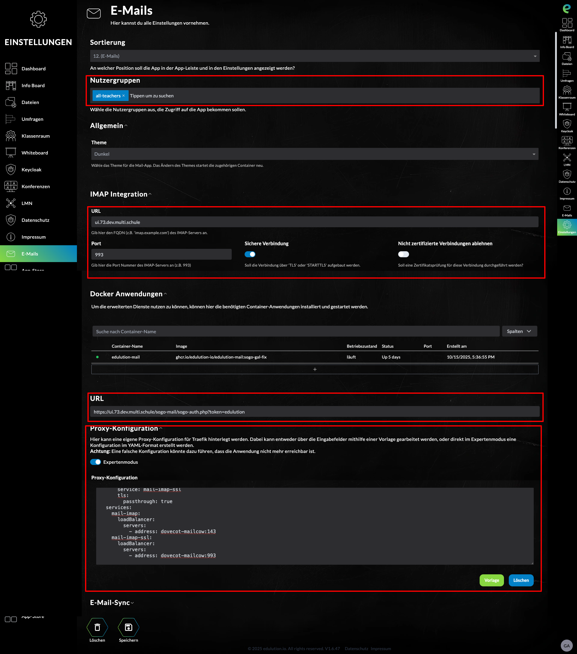 E-Mail Docker-Anwendung starten