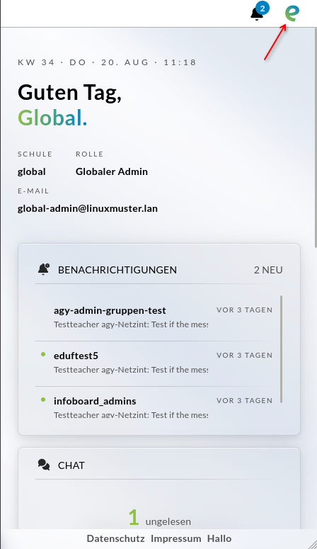 Navigation Mobile Ansicht mit geschlossener Seitenleiste