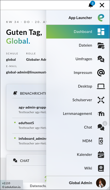 Navigation Mobile Ansicht mit offener Seitenleiste