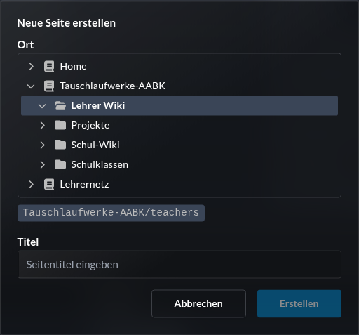 Neue Seite anlegen