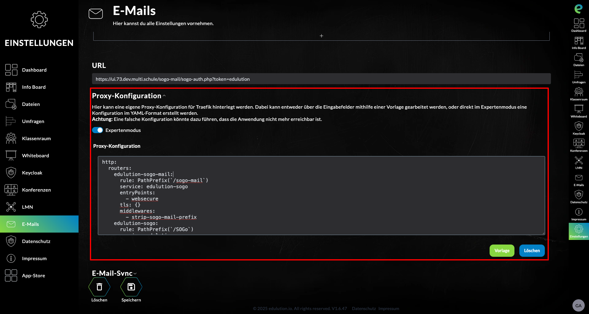 Proxy-Konfiguration einfügen