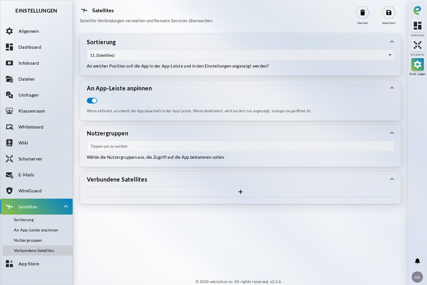 Verbundene Satellites – noch leer