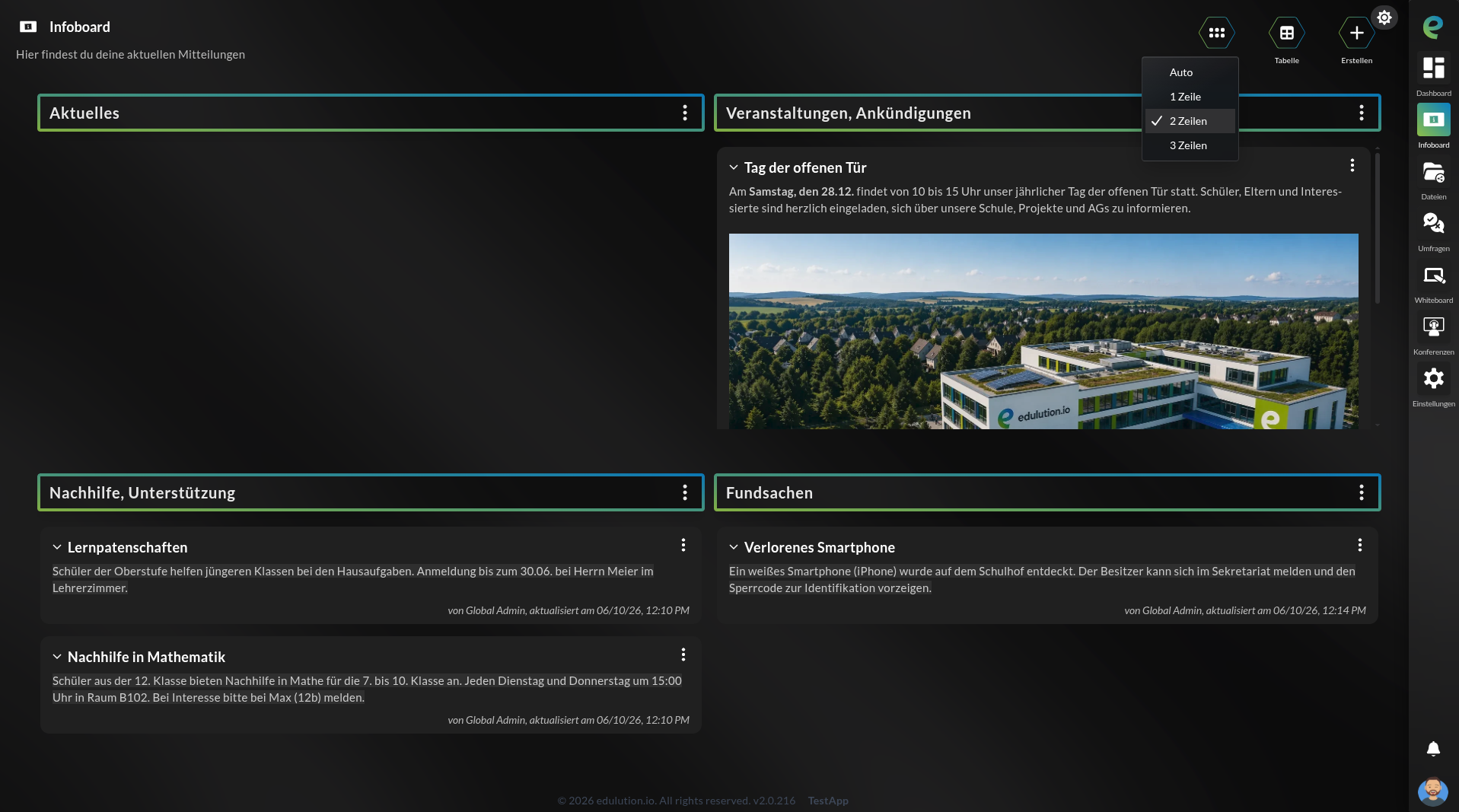 Infoboard - Mehrzeilig