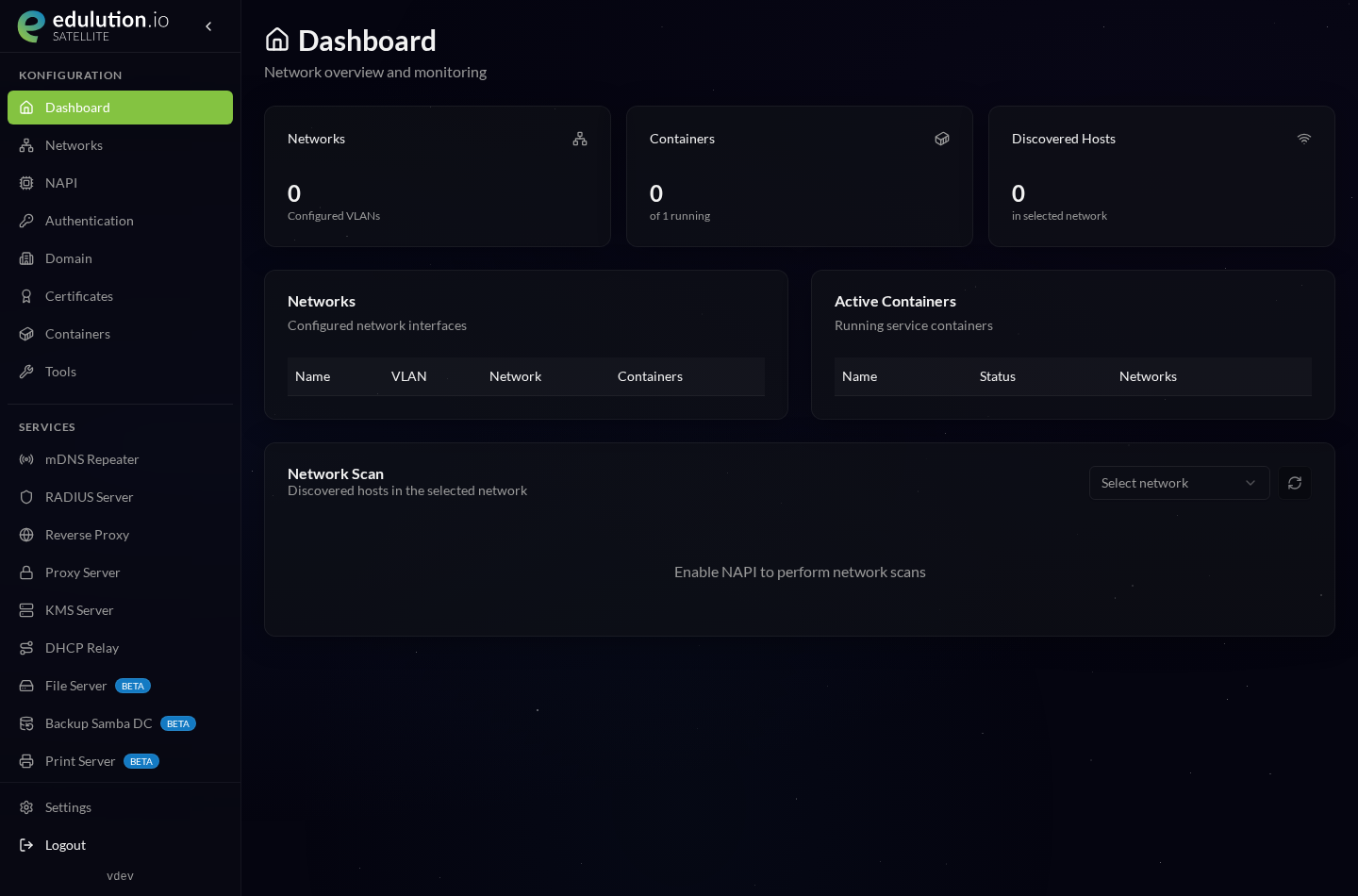 VM-Modus – Dashboard nach dem Standalone-Setup