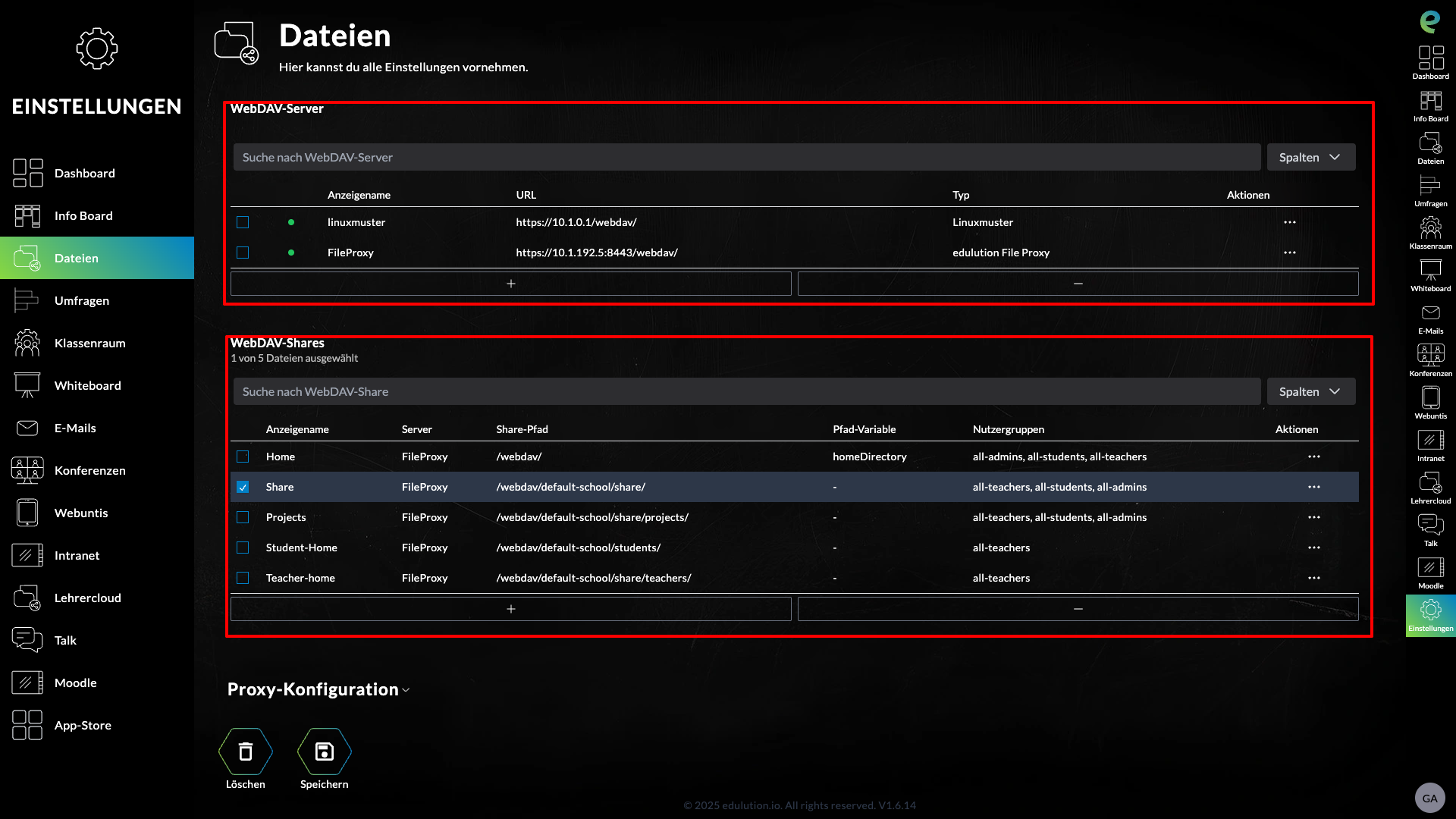 WebDAV Einstellungen
