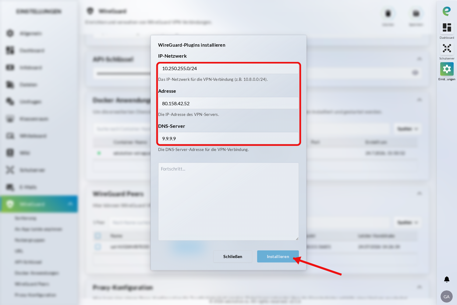 Docker-Anwendung WireGuard installieren