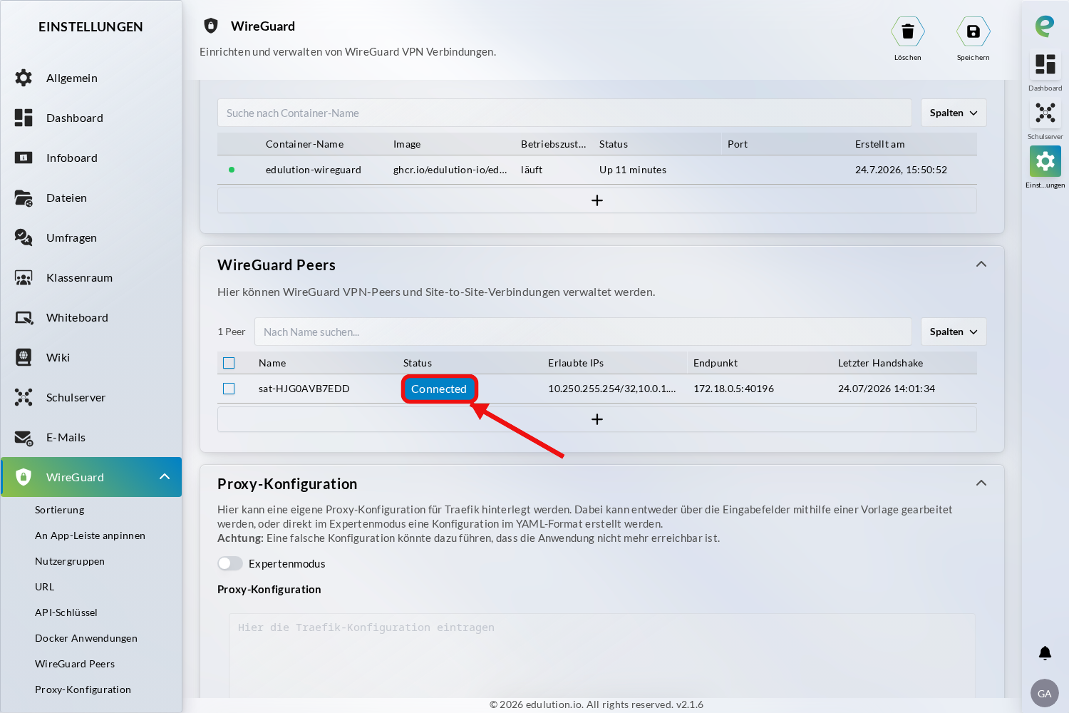 WireGuard-Peer verbunden